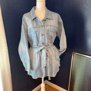 Eloquii light denim shirt jacket.